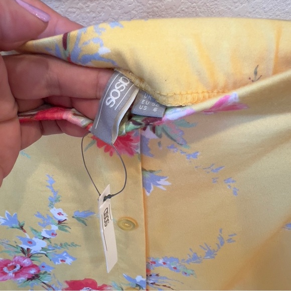 ASOS Yellow Floral Maxi Skirt With Button front - Picture 5 of 6